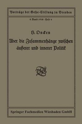 bokomslag ber die Zusammenhnge zwischen uerer und innerer Politik