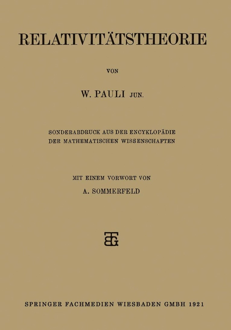 W. Pauli - Relativitätstheorie, Häftad