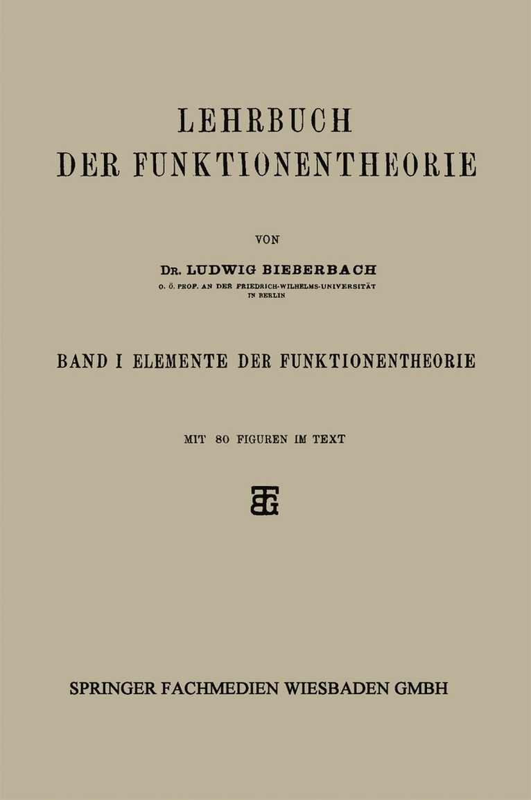 Lehrbuch der Funktionentheorie 1