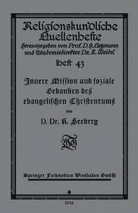 bokomslag Innere Mission und soziale Gedanken des evangelischen Christentums