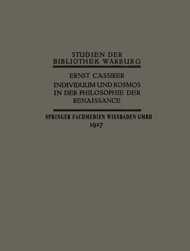 bokomslag Individuum und Kosmos in der Philosophie der Renaissance