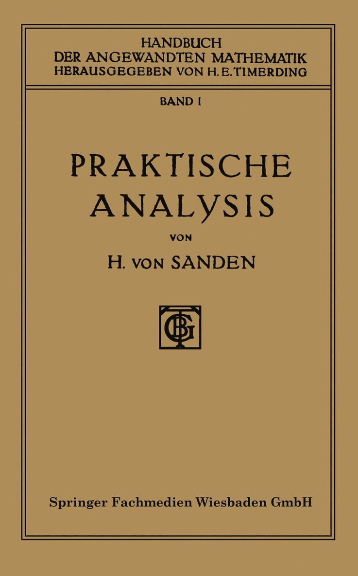 Dr. Horst von Sanden, Horst Von Sanden, Dr Horst Von Sanden - Praktische Analysis, Häftad