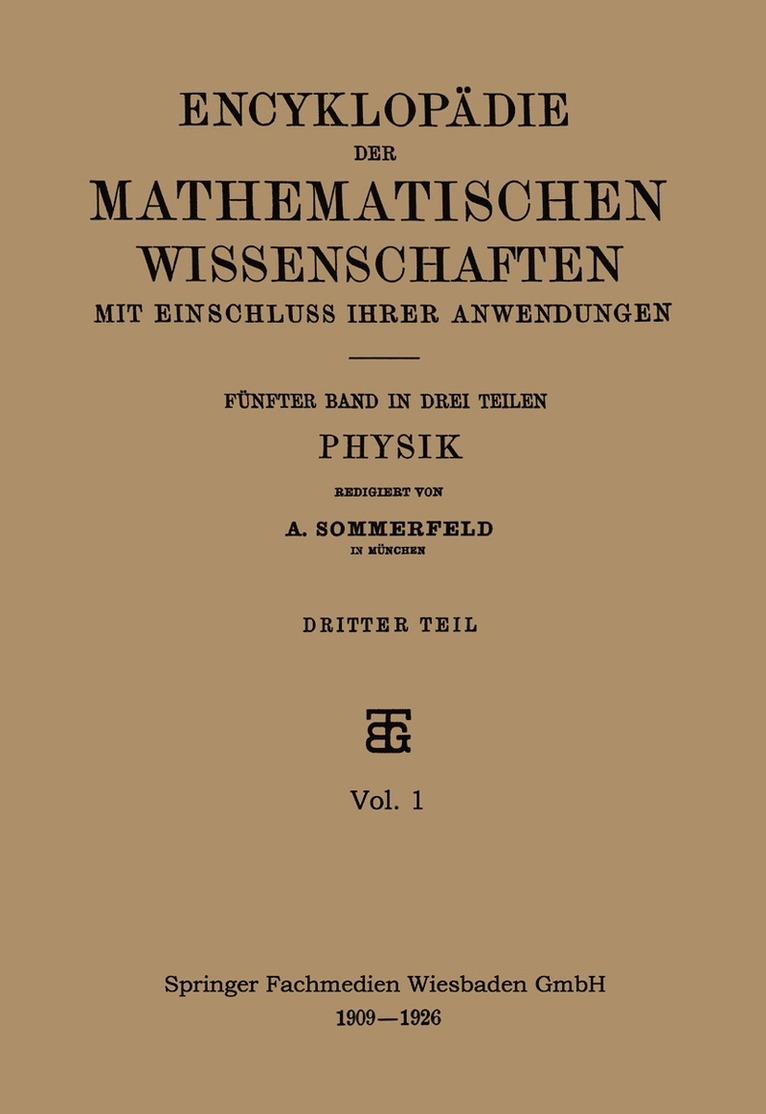 A. Sommerfeld - Encyklopädie der Mathematischen Wissenschaften mit Einschluss ihrer Anwendungen, Häftad