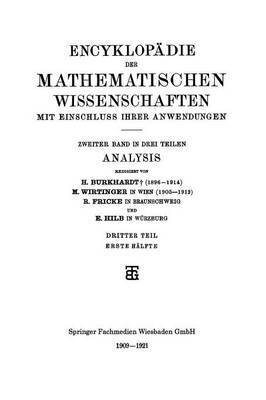 bokomslag Encyklopädie der Mathematischen Wissenschaften mit Einschluss ihrer Anwendungen
