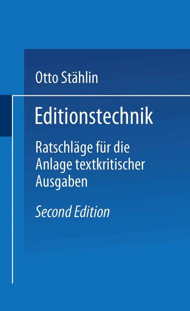 Otto Stählin - Editionstechnik, Häftad