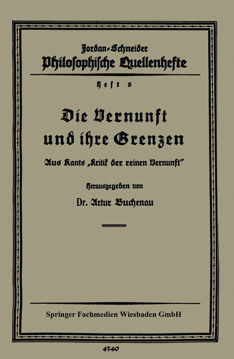 Artur Buchenau - Die Vernunft und ihre Grenzen, Häftad