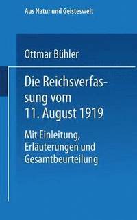 bokomslag Die Reichsverfassung vom 11. August 1919