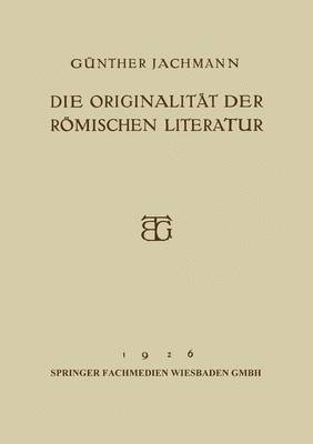 bokomslag Die Originalitt der Rmischen Literatur