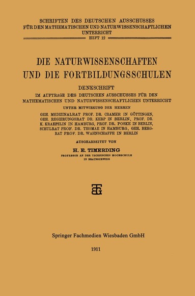 bokomslag Die Naturwissenschaften und die Fortbildungsschulen