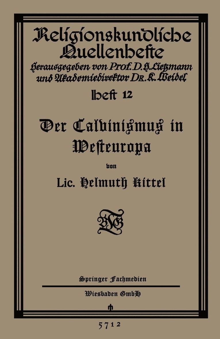 Der Calvinismus in Westeuropa