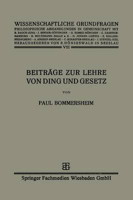 bokomslag Beiträge zur Lehre von Ding und Gesetz