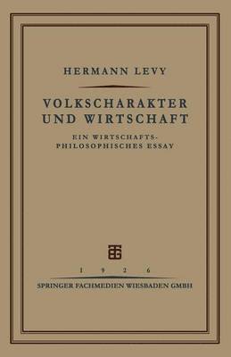 bokomslag Volkscharakter und Wirtschaft