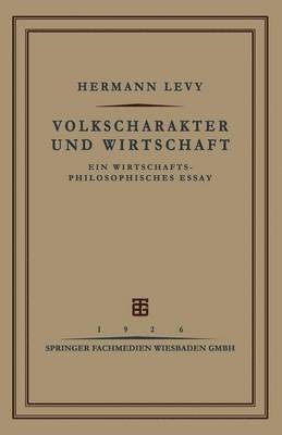 Volkscharakter und Wirtschaft 1