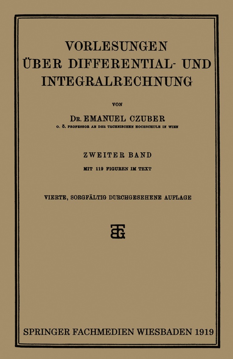Vorlesungen Über Differential- und Integralrechnung