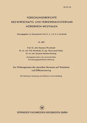 bokomslag Zur Wirkungsweise der steroiden Hormone auf Wachstum und Differenzierung