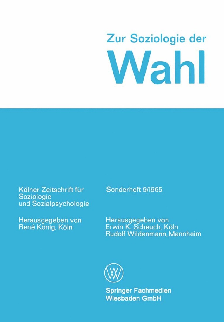 Erwin K. Scheuch, Rudolf Wildenmann - Zur Soziologie der Wahl, Häftad