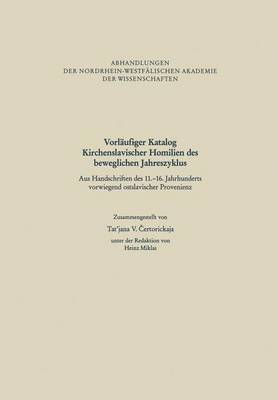 Vorlufiger Katalog Kirchenslavischer Homilien des beweglichen Jahreszyklus 1