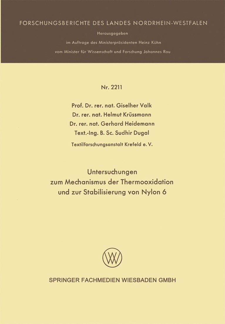 Untersuchungen zum Mechanismus der Thermooxidation und zur Stabilisierung von Nylon 6