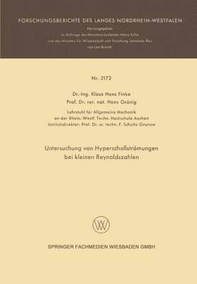 bokomslag Untersuchung von Hyperschallströmungen bei kleinen Reynoldszahlen
