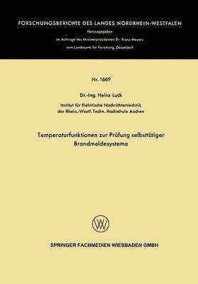 bokomslag Temperaturfunktionen zur Prfung selbstttiger Brandmeldesysteme