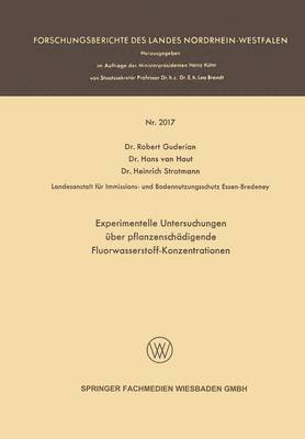 bokomslag Experimentelle Untersuchungen ber pflanzenschdigende Fluorwasserstoff-Konzentrationen