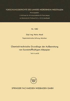 bokomslag Chemisch-technische Grundlage der Aufbereitung von kunststoffhaltigem Altpapier