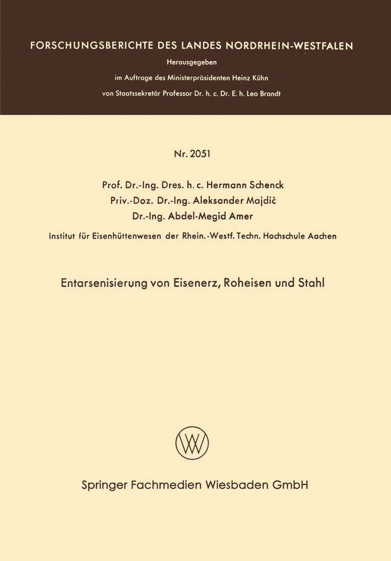 Entarsenisierung von Eisenerz, Roheisen und Stahl