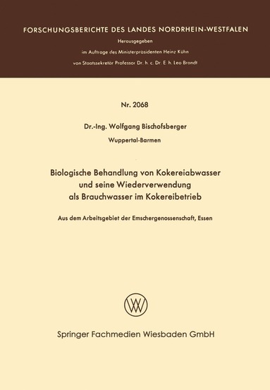 bokomslag Biologische Behandlung von Kokereiabwasser und seine Wiederverwendung als Brauchwasser im Kokereibetrieb