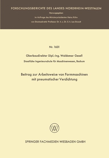 bokomslag Beitrag zur Arbeitsweise von Formmaschinen mit pneumatischer Verdichtung