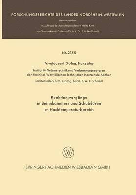 bokomslag Reaktionsvorgnge in Brennkammern und Schubdsen im Hochtemperaturbereich