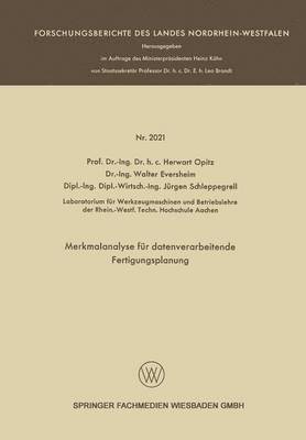bokomslag Merkmalanalyse für datenverarbeitende Fertigungsplanung