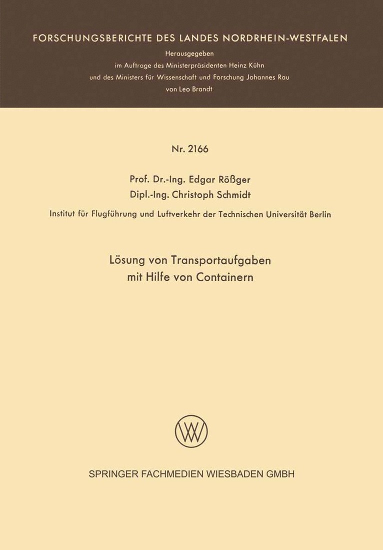 Edgar Rößger, Christoph Schmidt, Edgar Rossger - Lösung von Transportaufgaben mit Hilfe von Containern, Häftad