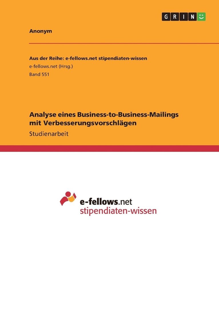 Analyse eines Business-to-Business-Mailings mit Verbesserungsvorschlgen 1