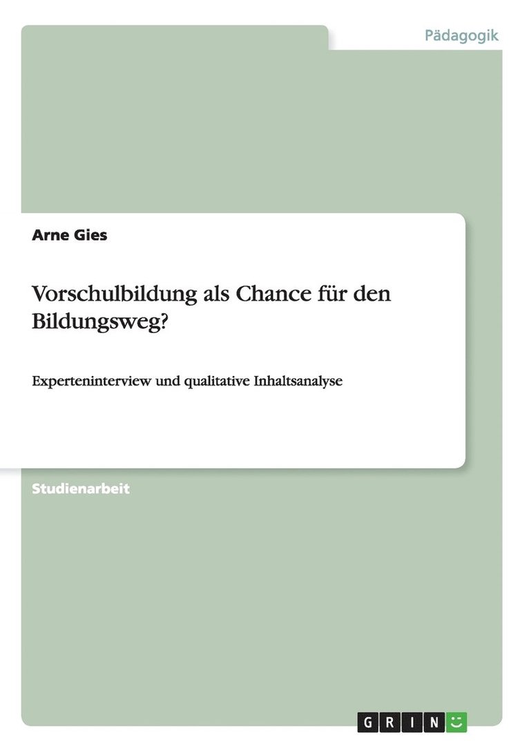 Arne Gies - Vorschulbildung als Chance für den Bildungsweg?, Häftad