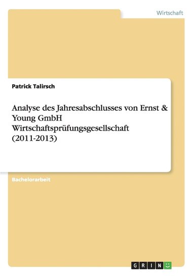 bokomslag Analyse des Jahresabschlusses von Ernst & Young GmbH Wirtschaftsprüfungsgesellschaft (2011-2013)
