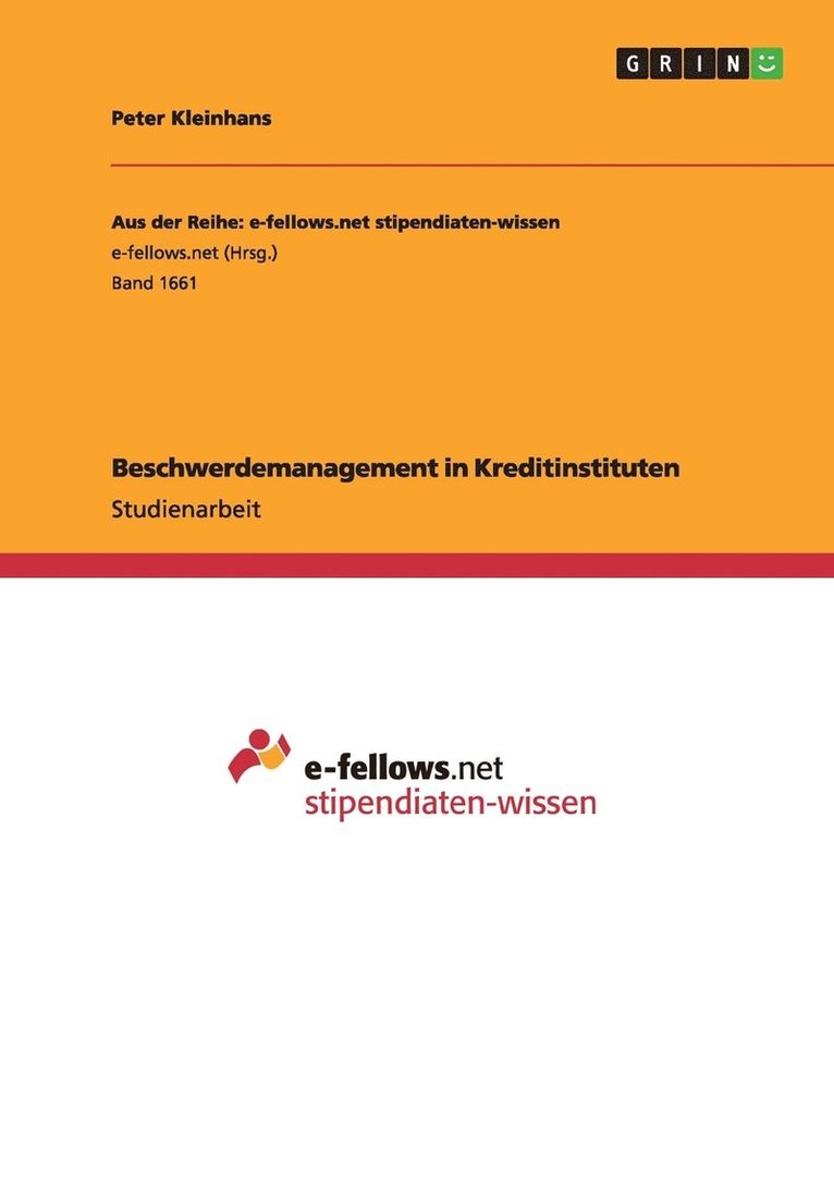 Beschwerdemanagement in Kreditinstituten 1