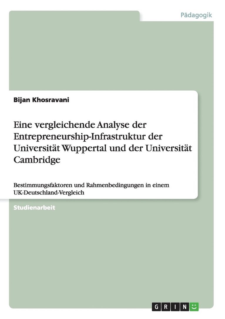 Eine vergleichende Analyse der Entrepreneurship-Infrastruktur der Universitat Wuppertal und der Universitat Cambridge 1