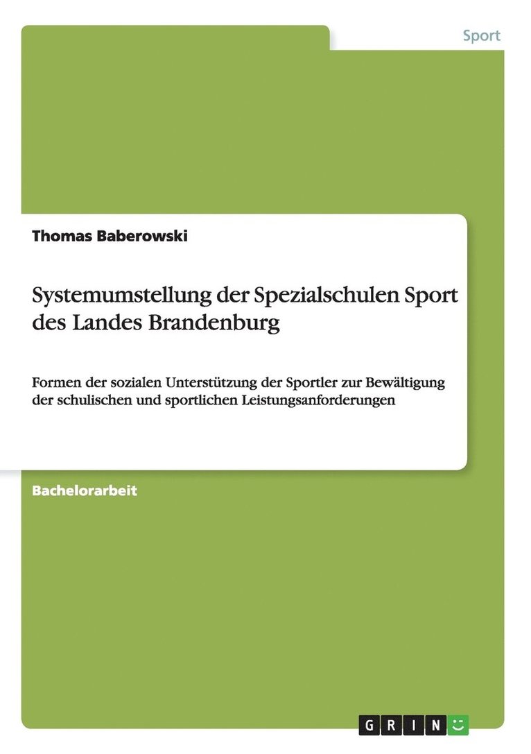 Systemumstellung der Spezialschulen Sport des Landes Brandenburg 1
