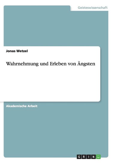 bokomslag Wahrnehmung und Erleben von AEngsten