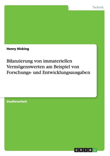 bokomslag Bilanzierung von immateriellen Vermgenswerten am Beispiel von Forschungs- und Entwicklungsausgaben