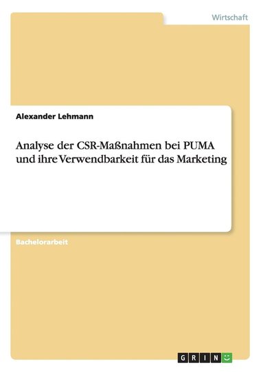 bokomslag Analyse der CSR-Maßnahmen bei PUMA und ihre Verwendbarkeit für das Marketing