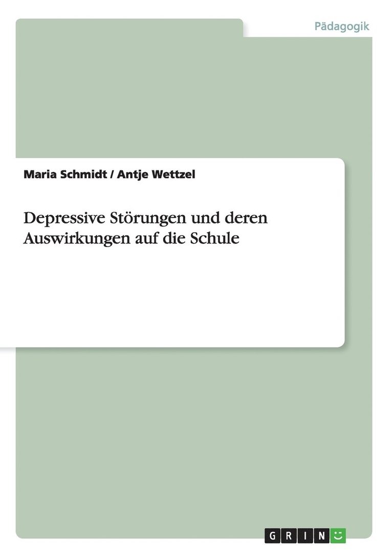 Depressive Stoerungen und deren Auswirkungen auf die Schule 1