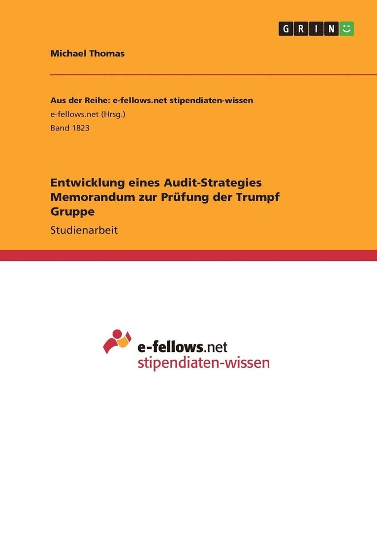 Michael Thomas - Entwicklung eines Audit-Strategies Memorandum zur Prüfung der Trumpf Gruppe, Häftad