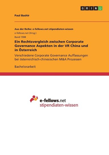bokomslag Rechtsvergleich zwischen Corporate Governance Aspekten in der VR China und in Österreich