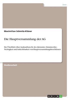 bokomslag Die Hauptversammlung der AG