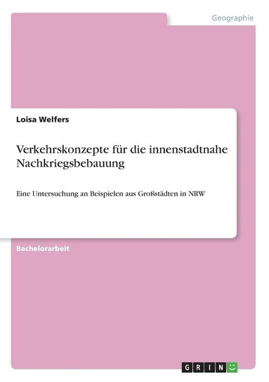 bokomslag Verkehrskonzepte fur die innenstadtnahe Nachkriegsbebauung