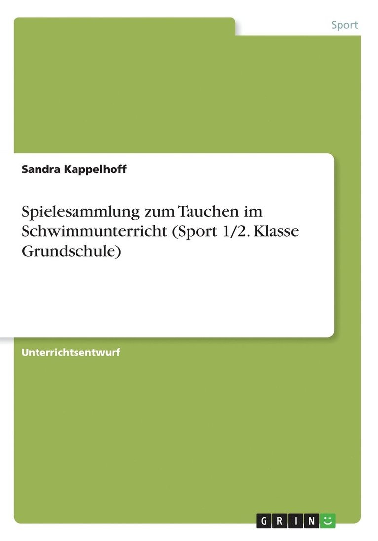 Spielesammlung zum Tauchen im Schwimmunterricht (Sport 1/2. Klasse Grundschule) 1