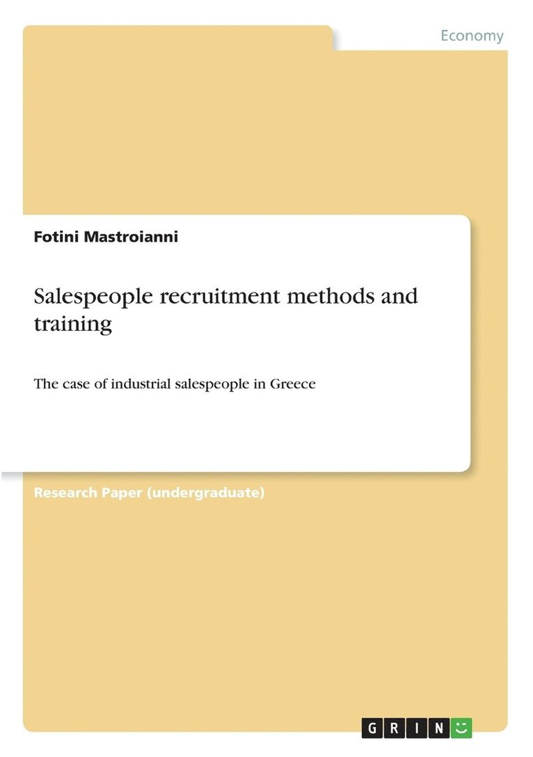 Salespeople recruitment methods and training 1