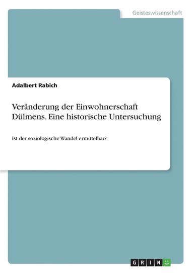 bokomslag Veranderung der Einwohnerschaft Dulmens. Eine historische Untersuchung