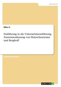bokomslag Einführung in die Unternehmensführung. Zusammenfassung von Hutzschenreuter und Berghoff